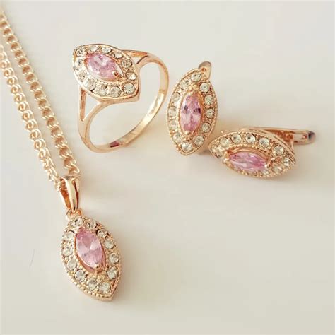 Trendy Luxurious Wedding Jewelry Sets Rose Gold Color Jewelry New