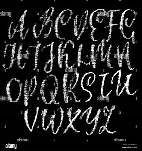 Chalk Textured Font Grunge Script On Chalkboard Vector Calligraphy Illustration Stock Vector