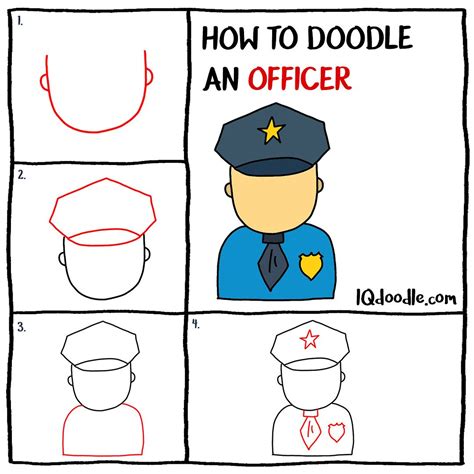 How To Doodle A Police Officer Iq Doodle School Directed Drawing