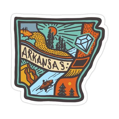 A Sticker With An Image Of The State Of Arkansas