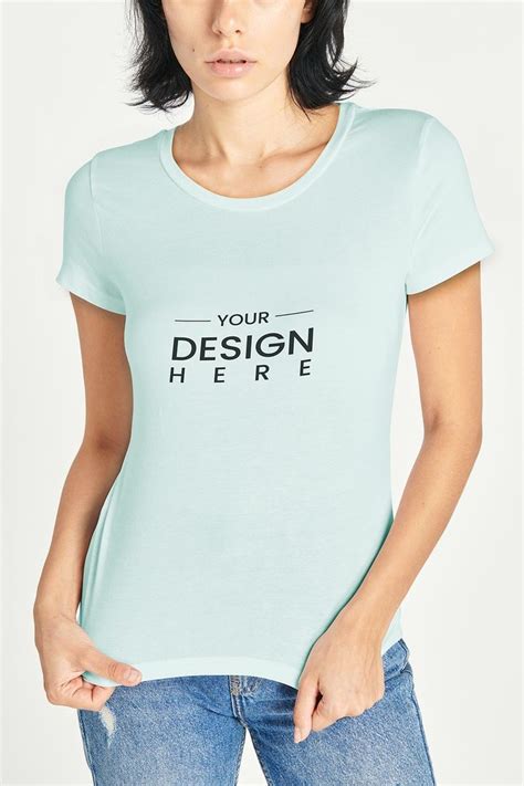 Download Download premium illustration of Women's light blue tee ...
