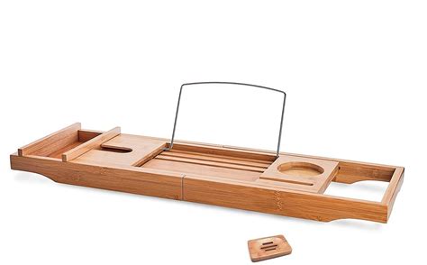 For those who believe bath time is a ritual, not a routine: Luxury Bamboo Bath Caddy Tray Large Shower Bathtub ...