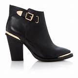Pictures of Black Leather Block Heel Ankle Boots