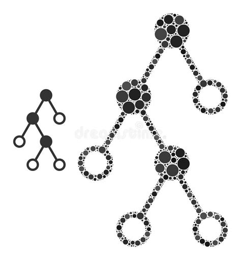 Vector Hierarchy Nodes Collage Of Small Circles Stock Vector
