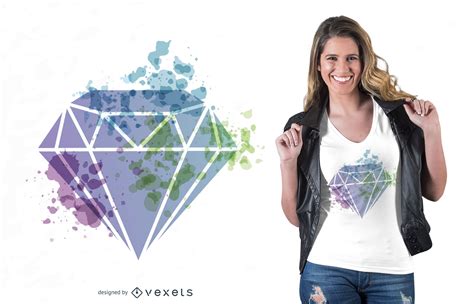 Watercolor Diamond T Shirt Design Vector Download