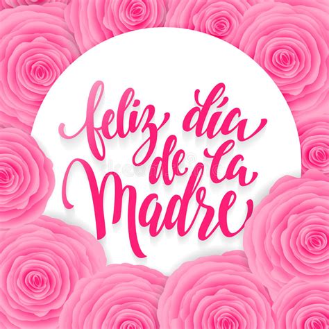 Feliz Dia De Madre Greeting Card Pink Red Floral Pattern Stock