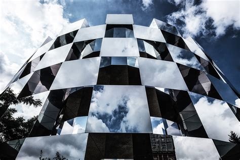 Wallpaper Architecture Building Reflection Sky Clouds Symmetry