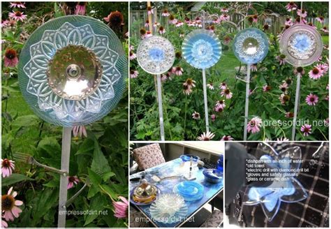 The Whoot Glass Garden Art Garden Art Glass Plate Flowers