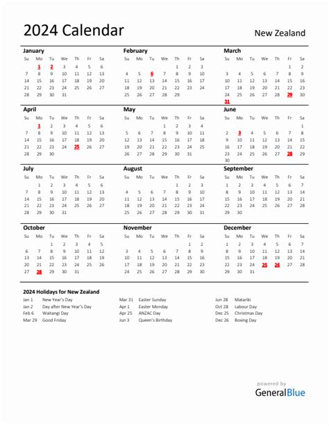 Editable Calendar 2024 New Zealand Daffy Drucill