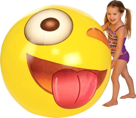 Sand Water Toys Huge 56 Beach Ball Emoji Wink Smiley Face Jumbo