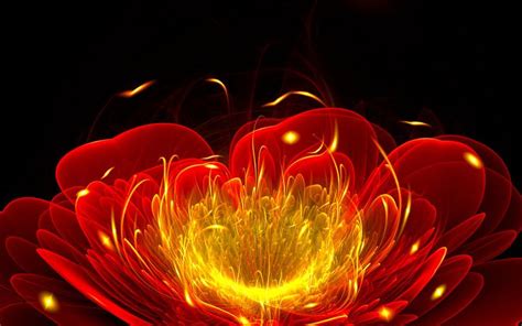 Fire Flower By Anyzamarah Amazing Digital Artist Fractals Neon Flowers Abstract Wallpaper