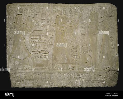Ancient Egyptian Stela Commemorative Stone Depicting The Funeral Of
