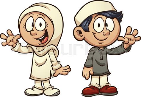 Cartoon Muslim Kids Vector Clip Art Stock Vector Colourbox