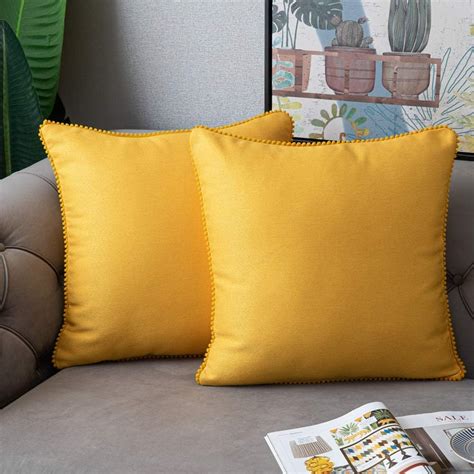 Wlnui Set Of 2 Large Mustard Yellow Pillow Covers 22x22