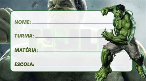 Etiqueta Escolar Hulk Imagem Legal
