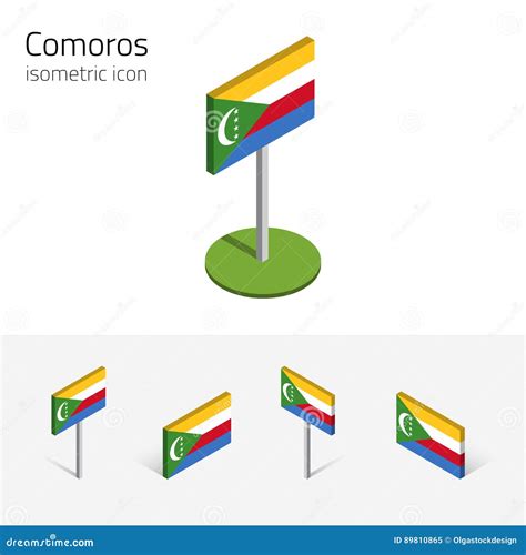 Bandera De Los Comoro Iconos Planos Isom Tricos Del Vector D