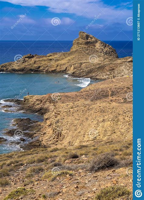 Columnar Jointing Structures of Punta Baja Cabo De Gata Níjar Natural Park Spain Stock Image