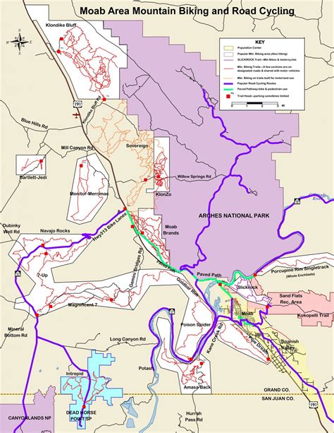 Map Of Moab Mountain Bike Trails Rim Tours