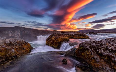 Cascadas En Río En Islandia Al Atardecer Fondo De Pantalla 4k Hd Id4621