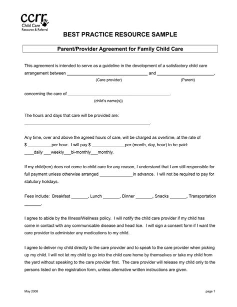 28 Child Care Contract Template in 2020 | Contract template, Family child care, Child care resources