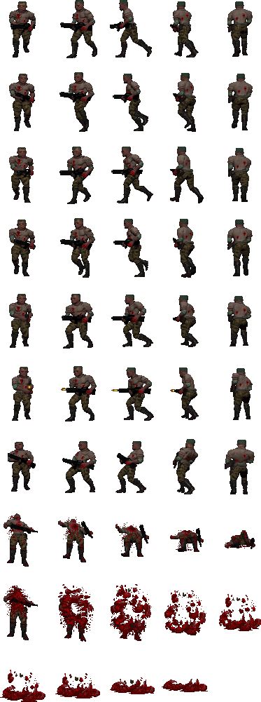 Edited The Doom Zombie Sprites To Have The Player S Realistic Zombie Sprite Sheets Clipart