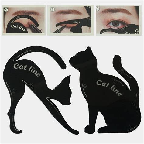 2pcs Women Cat Line Pro Eye Makeup Tool Eyeliner Stencils Template