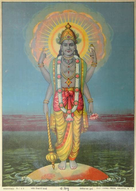 Viṣṇu विष्णु Ravi Varma Press Indian Art Art Lord Vishnu