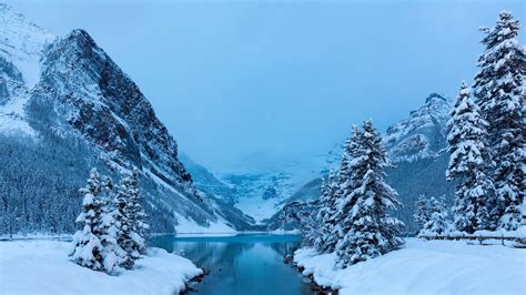 Winter Lake Louise Wallpaper Backiee