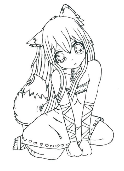 Anime Cat Girl Coloring Page In 2020