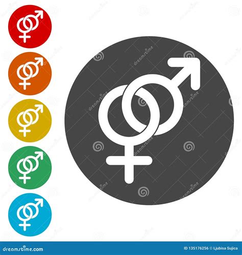 Male And Female Sex Symbol Set Stock Vector Illustration Of Relationship Blue 135176256