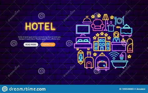 Hotel Is A Neon Sign Vector Illustration Retro Signboard Billboard Indicating The Hotel