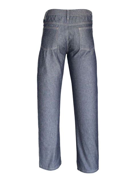 Calça Jeans Para Trabalho Meio Cós E Meio Elástico Confecções