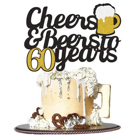 Buy Cheers To 60 Years Cake Topper Happy 60th Birthday Cake Topper