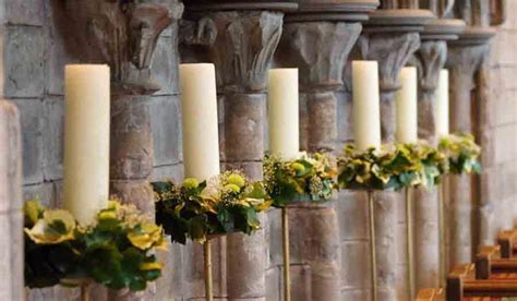Large Candle Holders With White Candles And Floral