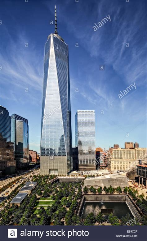 Upper View To One World Trade Center And The 911 Memorial
