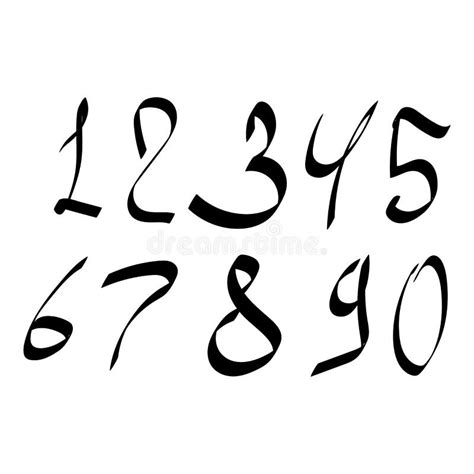 Vector Set Of Calligraphic Hand Written Numbers Design Elements Brush