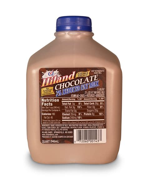 Hiland Reduced Fat 2 Chocolate Milk Quart Hiland Dairy