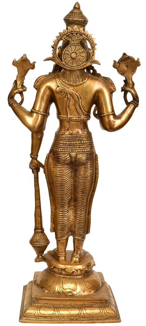 20 Four Armed Standing Vishnu In Brass Handmade Made Etsy