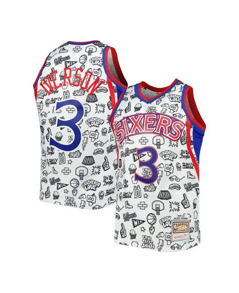 Mitchell And Ness Synthetic Allen Iverson White Philadelphia 76ers 1996