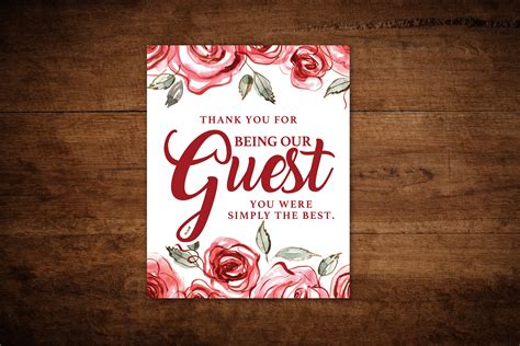 Thank You For Being Our Guest Printable Sign Instant Etsy