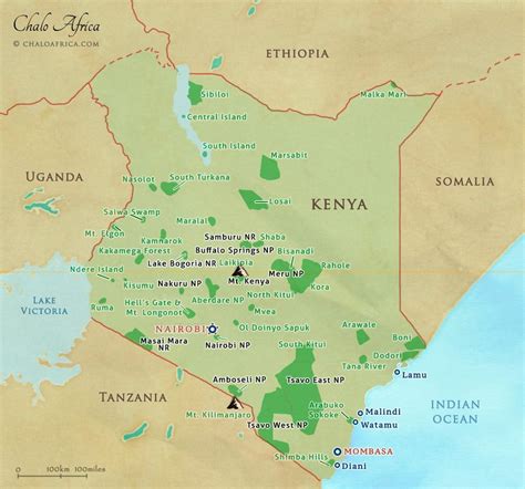 Kenya National Parks Map Map Of Kenya National Parks And Reserves