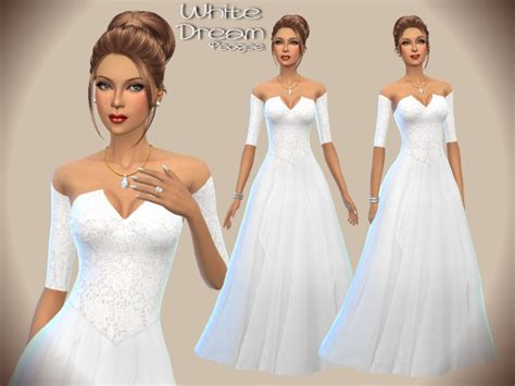 The Sims Resource White Dream Dress By Paogae • Sims 4 Downloads