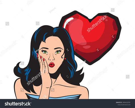retro black hair woman cartoon heart stock vector royalty free 1800420781 shutterstock
