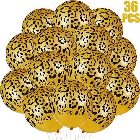 Gejoy 36 Pieces Leopard Spots Latex Balloons Cheetah