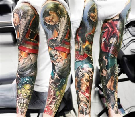 Robert downey jr, chris the only original avengers actor missing from the tattoo sessions (one reportedly took place in new york, the second in los angeles) was hulk actor. Marvel sleeve tattoo by Sasha O Kharin | Post 13458