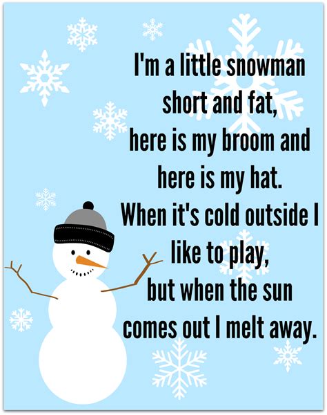 Don't cry, snowman, not in front of me / who'll catch your tears if you can't catch chorus i want you to know that i'm never leaving cause i'm mrs. Snowman Song - FREE Printable | Winter songs, Snowman ...