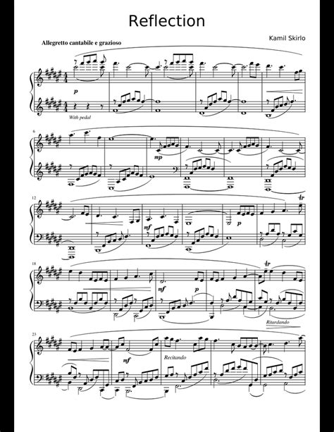 Reflection Sheet Music For Piano Download Free In Pdf Or Midi