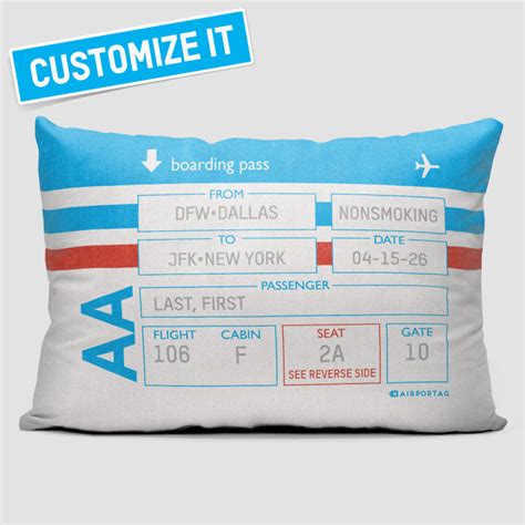 american airlines custom bording pass throw pillow