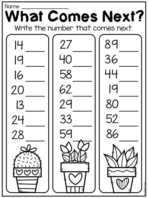 Numbers Come After Worksheet 1st Grade