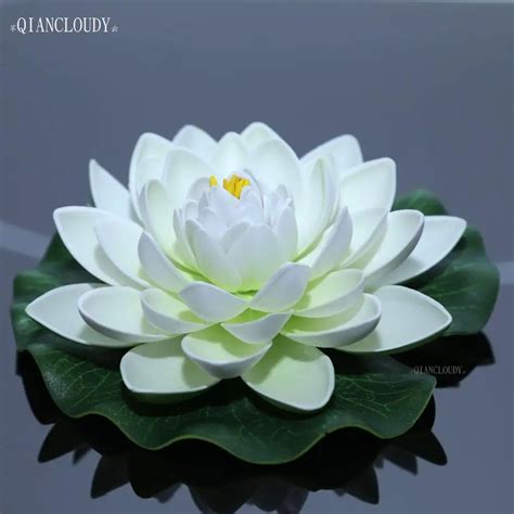 Artificial White Fake Lotus Lily Leaf Flowers Water Pool Floating Pond